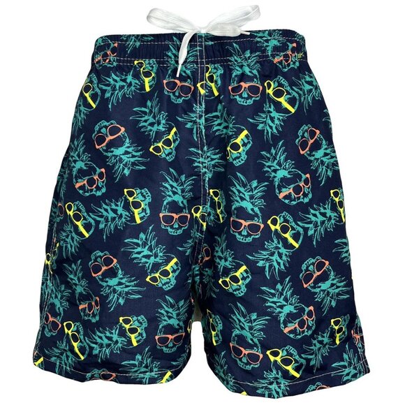 Boy's Swimming Shorts, Kids Pool Trunks, Sunglasses on Pineapples Print - Picture 1 of 3